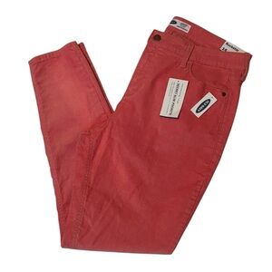 OLD NAVY Coral Corduroy “Rockstar” High Rise Super Skinny Jeans Size 14 *NEW*